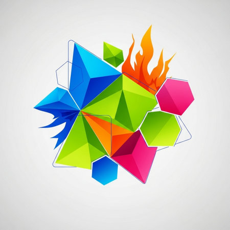 abstract colorful origami fire element vector illustration.のイラスト素材