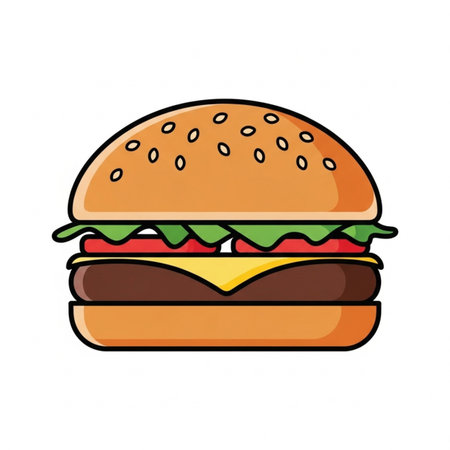 Hamburger icon. Vector illustration of a hamburger isolated on white background.のイラスト素材
