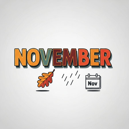 November. Creative typography. Hand drawn lettering. Vector illustrationのイラスト素材