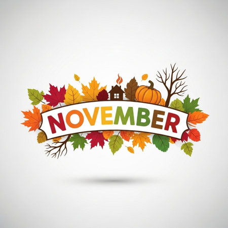 Autumn background with leaves and pumpkins. Vector Illustration.のイラスト素材