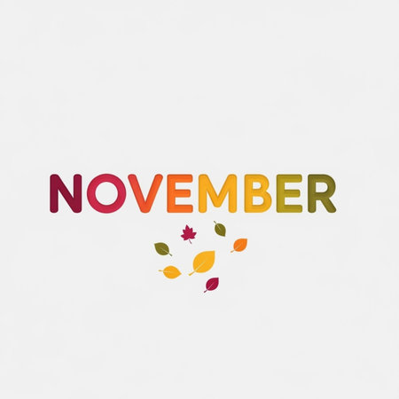 November Text Vector Icon - Autumn, Fall and Thanksgiving Monthのイラスト素材