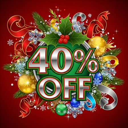 40 percent off. Christmas and New Year discount. Vector illustration.のイラスト素材