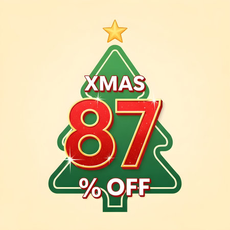 Christmas sale 87 percent off, vector illustrationのイラスト素材