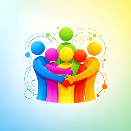 Teamwork and partnership concept. Group of people holding hands. Vector illustration.のイラスト素材