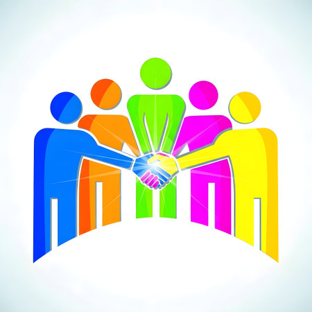 Teamwork concept. Business people shaking hands. Handshake. Vector illustration.のイラスト素材