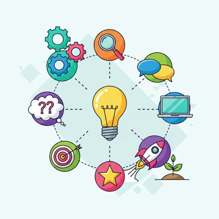 Flat design modern vector illustration concept of big idea, innovation, brainstorming, creative process, start up and business strategy.のイラスト素材