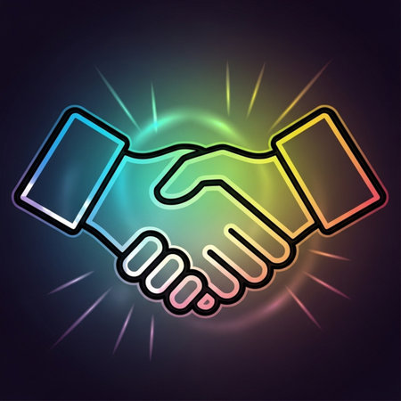 Handshake icon on colorful background. Vector illustration. Eps 10.のイラスト素材