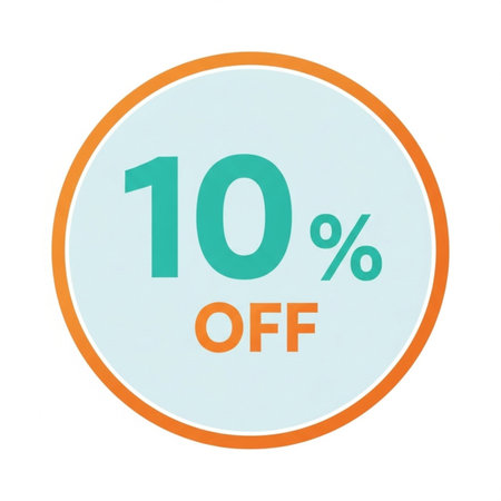 10 percent off discount sticker on white background. 10 percent off.