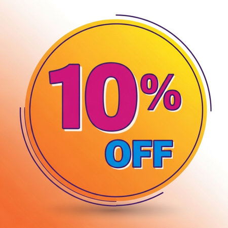 Sale label 10 percent off on orange background. Vector illustration.
