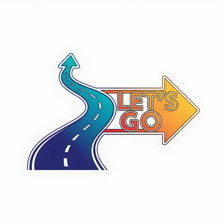 Road sign with arrow and text Let's go. Vector illustration.のイラスト素材
