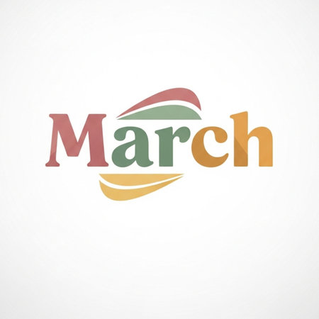 MARCH word made with leaf and lettering. Vector illustration.のイラスト素材