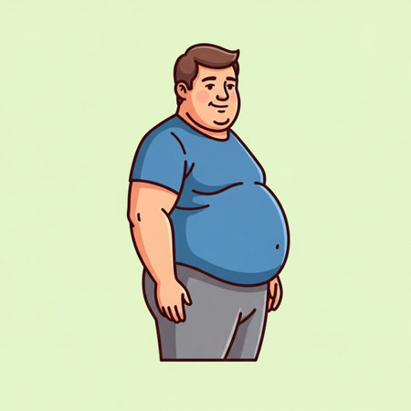 Fat man with big belly. Vector illustration of a fat man.のイラスト素材