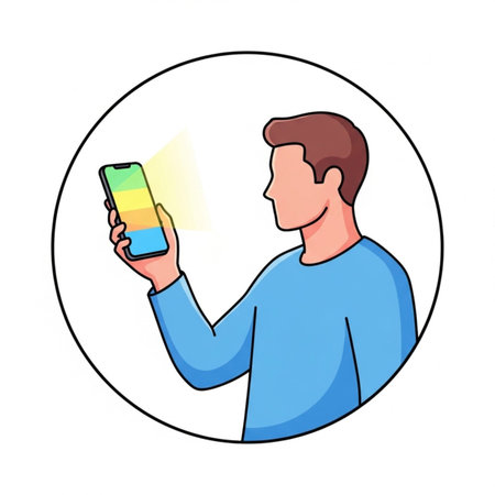 Man using smartphone. Vector illustration in a flat style on white background.のイラスト素材