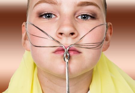 Close-up portrait of a beautiful young girl.の写真素材