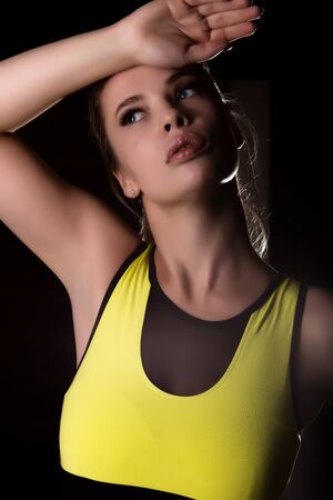 beautyful fitness woman after exercise, trained female body, healthy lifestyle conceptの写真素材