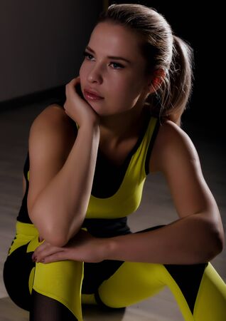 beautyful fitness woman after exercise, trained female body, healthy lifestyle conceptの写真素材