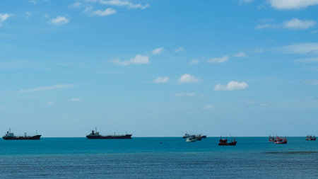 Small fishing boat sailing in the sea, close-up. Leisure activity, sport and recreation, food...