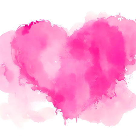Cute Watercolor With Red Hearts vector background, baby print, Valentine backdrop. Gradient Mesh Watercolor Drawing Overlapping Heart Shapes.の素材