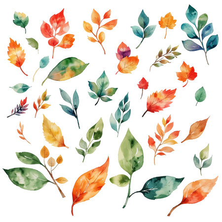 Large hand drawn watercolor tropical plants set, monstera on isolated white background, Set Tropical watercolor. Hand drawn tropical green leaf. Watercolor leaves clipart for graphic resources.のイラスト素材