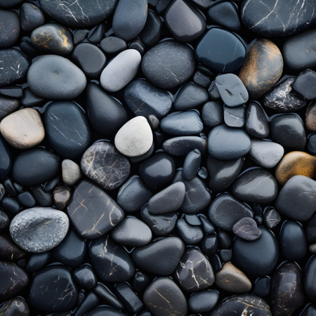 Black Sea stone, river rocks, Beach rocks, black rocks texture background. Black pebbles background texture.の素材