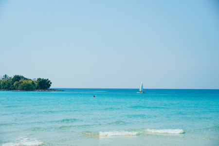 Nature tropical beach sea. Beautiful beach blue sea water at Koh Kood, Thailand. Turquoise Blue...