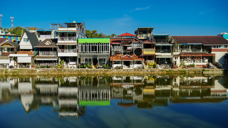 E-Tong Village Pilok mine is located in Thong Pha Phum District, Kanchanaburi Adjacent to the Thai-Burma border. A small village on the mountain. The front of the stream flows through.の写真素材