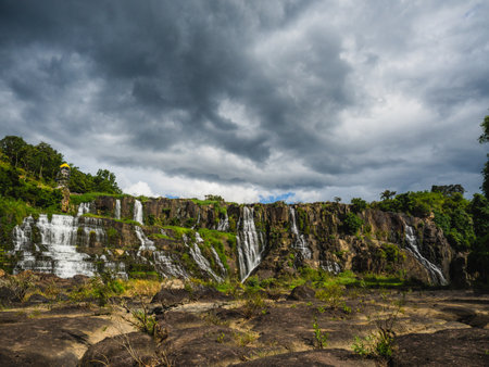 Amazing Pongour waterfall in Vietnam, Da Lat. Travel concept ,wonderful view for crystal clear falling water in the rainforest. Beautiful nature. Not far from Dalat city estimate 45 Km. Dalat, Vietnamの写真素材