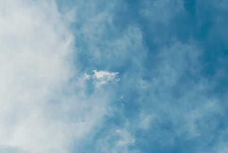 Beauty clear cloudy in sunshine calm bright winter air background. Blue Sky Background And White...