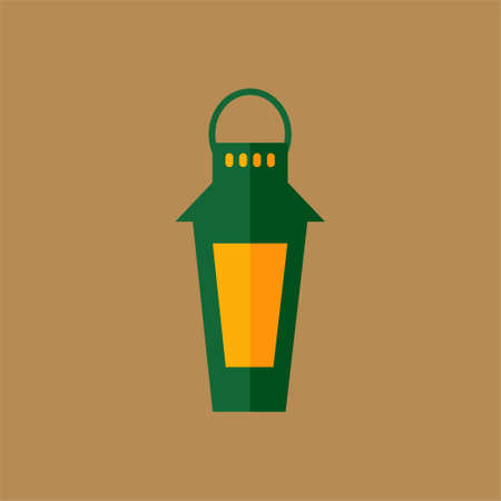 ramadan icon. flat icon. classic lamp with green and yellow colorsのイラスト素材