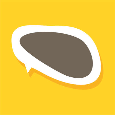 speech bubble. text box. conversation bubbles with abstract shapes like white and brown ovals on a yellow backgroundのイラスト素材