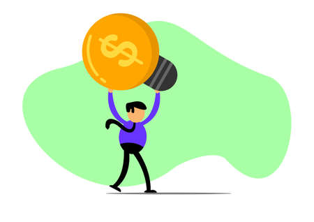 Vector illustration of businessman cartoon character raising an idea, Commonly used for all content...