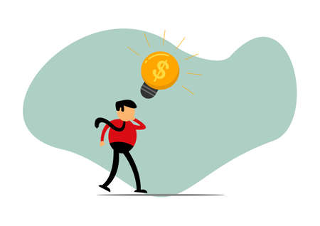 Vector illustration of businessman cartoon character getting an idea, Commonly used for all content about "money and business"のイラスト素材