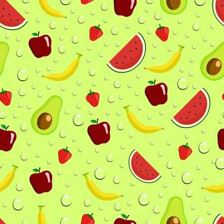 fruits with wet background seamless pattern vector illustrationのイラスト素材