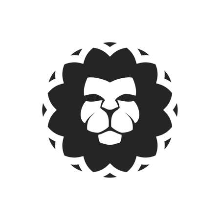 Lion in geometric rounded shape   template vector illustrationのイラスト素材