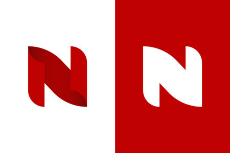 Letter N in Red color logotype lettermark templateのイラスト素材