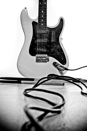 Electric Guitar in black and whiteの写真素材