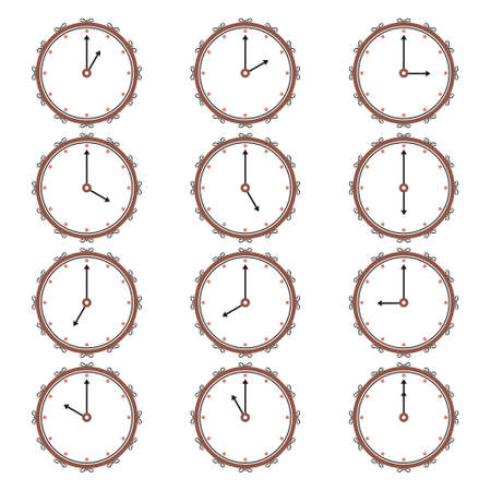 clock icon vector - bundle set - stroke editable