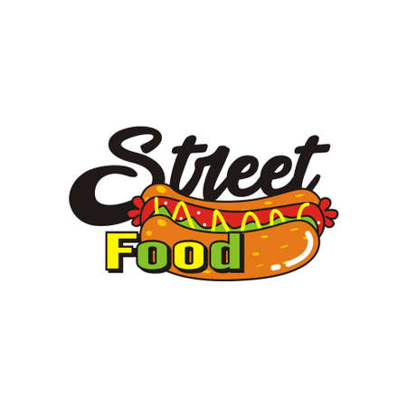 hotdog street food logo vector illustrationのイラスト素材