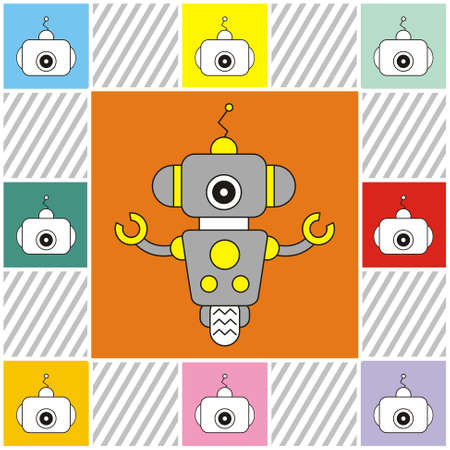 robot logo vector illustration - future technology - Artificial Intelligence - best for your business mascotのイラスト素材