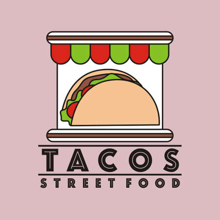 tacos business logo - street food - mexican culinary - business mascot brandのイラスト素材