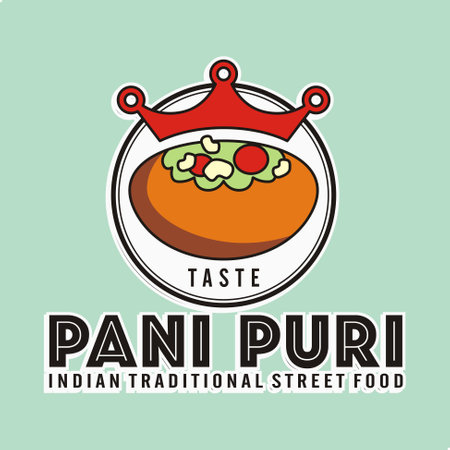 pani puri food logo vector illustration - indian street food - traditional culinary - for business mascot brandのイラスト素材