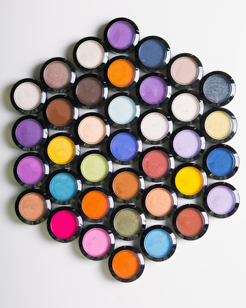 Make-up eye shadows. View from above. Flat lay.の写真素材