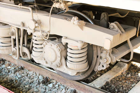 The mechanism of wheelset of railway wagons.の写真素材