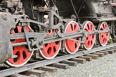 The wheels of the old Soviet steam locomotive