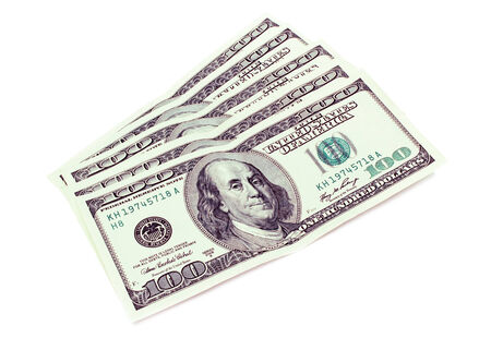 Five hundred dollars isolated on white background.