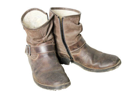 Stylish men's old shoes with high suede boot topの写真素材