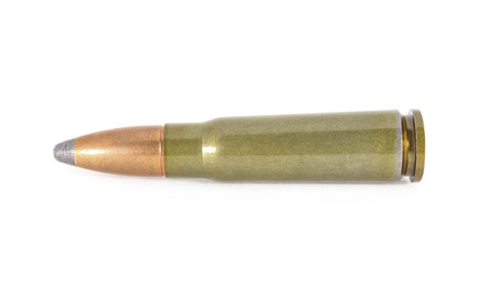 Full metal jacket cartridge from carabine isolated on white