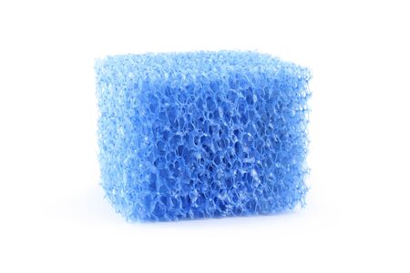 Synthetic sponge filter close-up isolated on whiteの写真素材