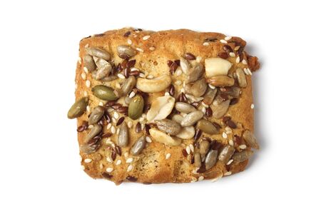 Cookie with nuts, seeds and sesame isolated on white background