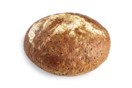 Round loaf of bread with sprinkled with flaxseed